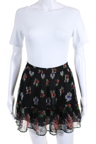 Chelsea Flower For Intermix Womens Elastic Waist Tiered Mini Skirt Black Small