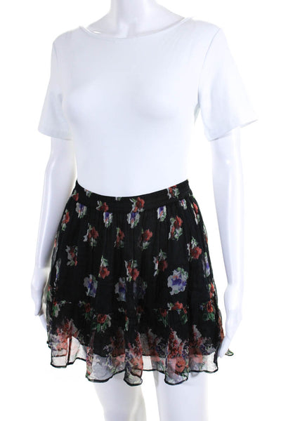 Chelsea Flower For Intermix Womens Elastic Waist Tiered Mini Skirt Black Small