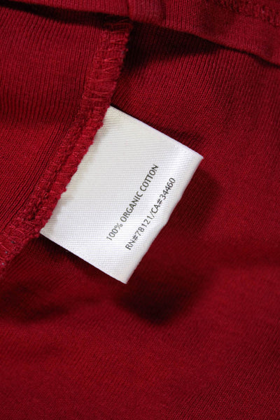 Eileen Fisher Womens Long Sleeve Scoop Neck Tee Shirt Red Cotton Size Small