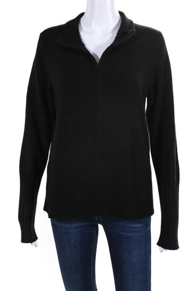 Derek Lam 10C x Athleta Womens Half Zip Cashmere Mock Neck Sweater Black Large