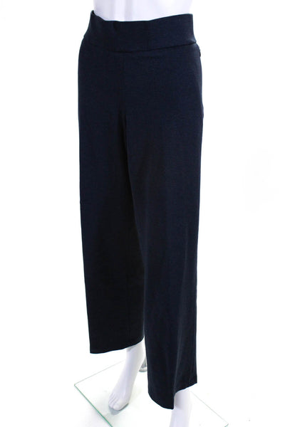 Elie Tahari Womens Elastic Waistband High Rise Straight Leg Pants Blue Large