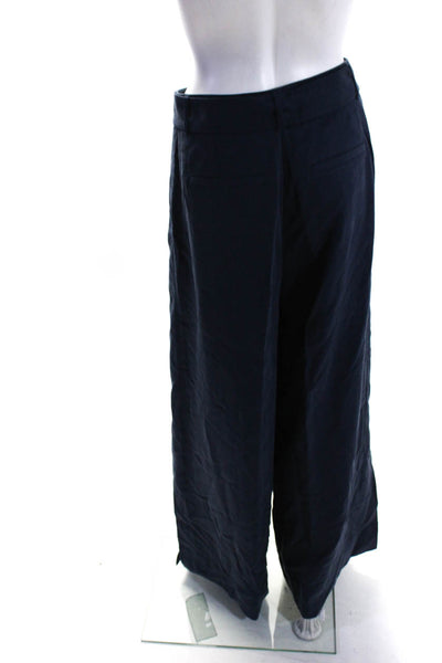 Me + Em Womens High Rise Belted Waist Wide Leg Trousers Pants Navy Blue Size 4