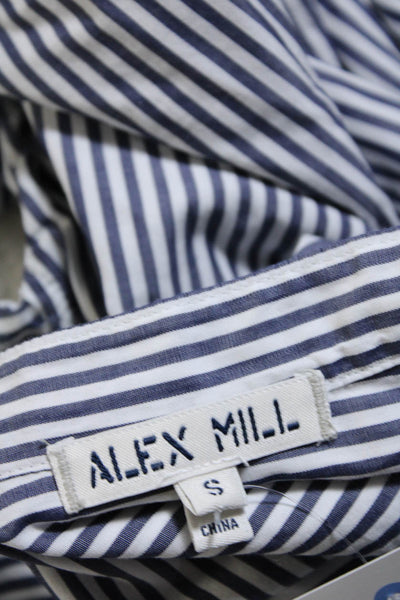 Alex Mill Womens Cotton Striped Print Button Up Tunic Shirt Blue White Size S