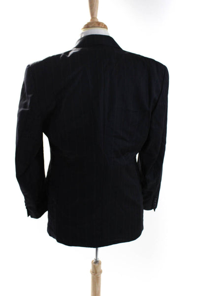 Pierre Cardin Paris Mens Striped Double Breasted Buttoned Blazer Navy Size EUR48