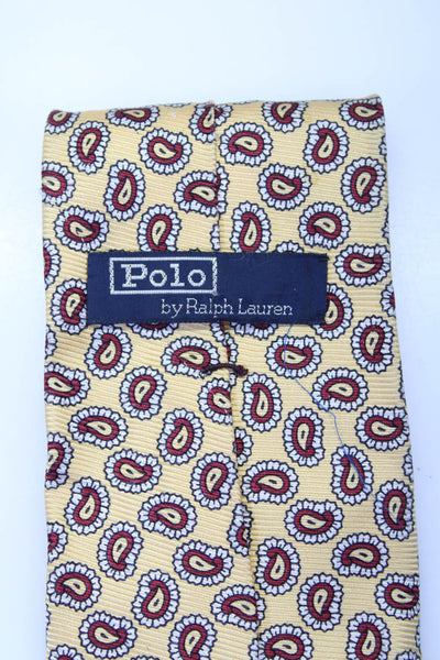 Polo Ralph Lauren Mens Paisley Print Wrapped Casual Classic Tie Yellow Size OS