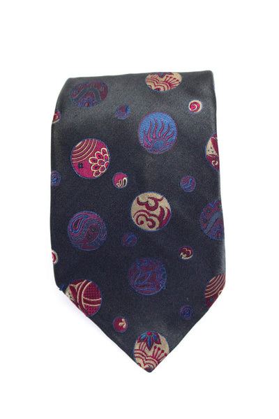 Guy Laroche Mens Silk Geometric Print Wrapped Classic Tie Black Size One Size