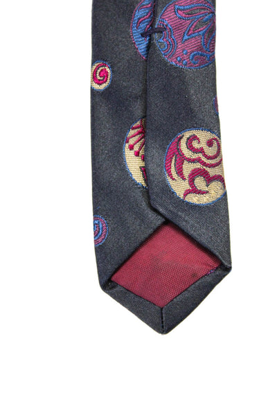 Guy Laroche Mens Silk Geometric Print Wrapped Classic Tie Black Size One Size