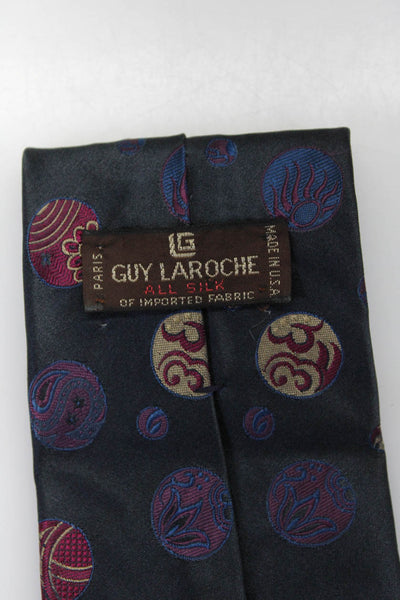 Guy Laroche Mens Silk Geometric Print Wrapped Classic Tie Black Size One Size