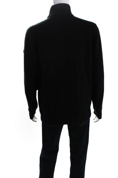 Ben Sherman Mens Black Wool Half Zip Mock Neck Long Sleeve Sweater Top Size XL