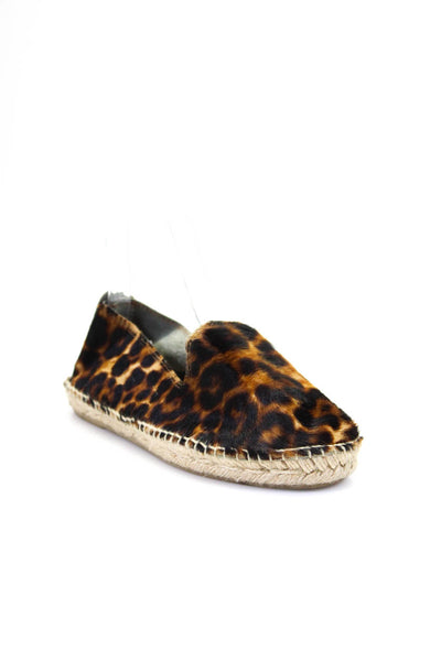 Manebi Womens Leopard Print Pony Hair Flat Espadrilles Brown Size 37 7