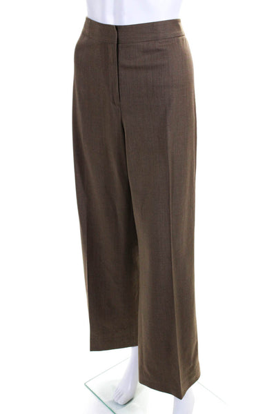 Lafayette 148 New York Womens High Rise Pleated Straight Leg Pants Brown Size 12