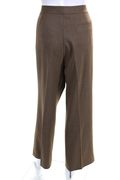 Lafayette 148 New York Womens High Rise Pleated Straight Leg Pants Brown Size 12