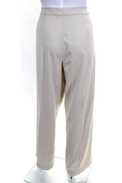 St. John Collection Womens High Rise Pleated Straight Leg Pants Beige Size 12