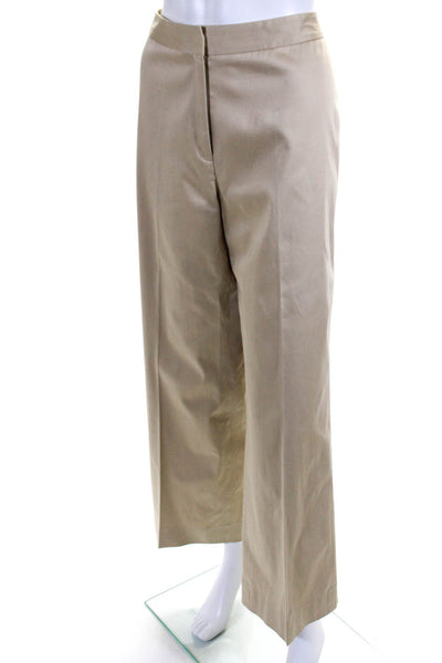 Lafayette 148 New York Womens High Rise Pleated Straight Pants Brown Cotton 12