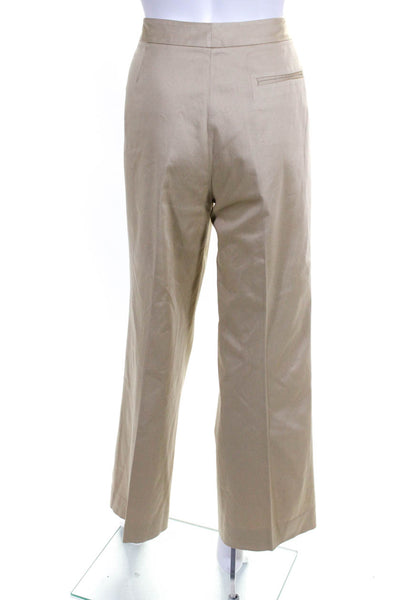 Lafayette 148 New York Womens High Rise Pleated Straight Pants Brown Cotton 12