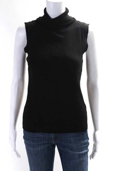 525 America Womens Turtleneck Sleeveless Shell Sweater Black Size Medium