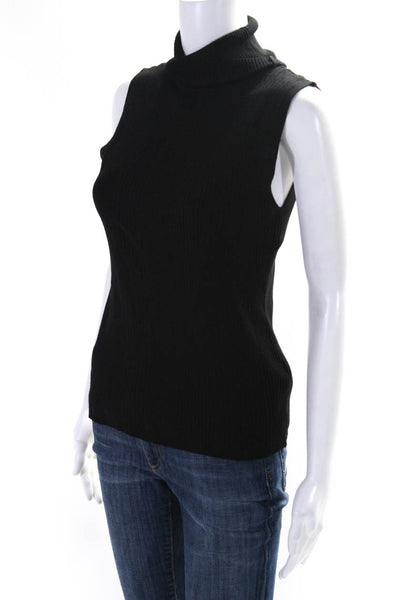 525 America Womens Turtleneck Sleeveless Shell Sweater Black Size Medium