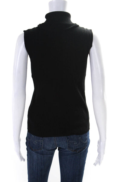 525 America Womens Turtleneck Sleeveless Shell Sweater Black Size Medium