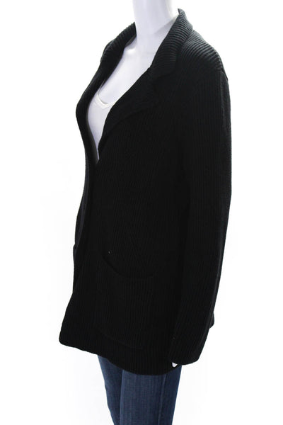 Splendid Womens Cotton Ribbed Texture Long Sleeve Buttoned Cardigan Black Size M