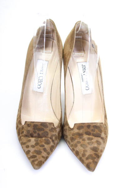 Jimmy Choo Womens Animal Ombre Print Point Stiletto Heels Pumps Brown Size EUR37