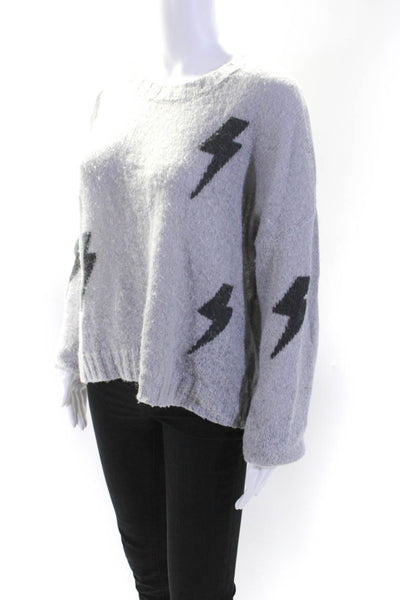 Rails Womens Wool Graphic Print Textured Knitted Long Sleeve Sweater Gray Size L