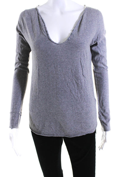 Zadig & Voltaire Womens Long Sleeves Pullover Shirt Gray Cotton Size Small