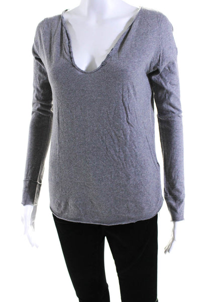 Zadig & Voltaire Womens Long Sleeves Pullover Shirt Gray Cotton Size Small