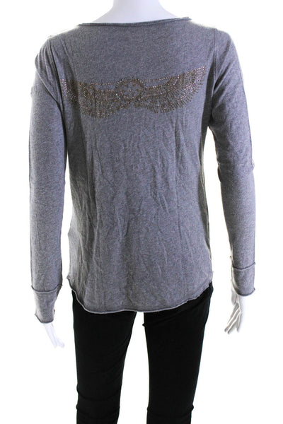 Zadig & Voltaire Womens Long Sleeves Pullover Shirt Gray Cotton Size Small