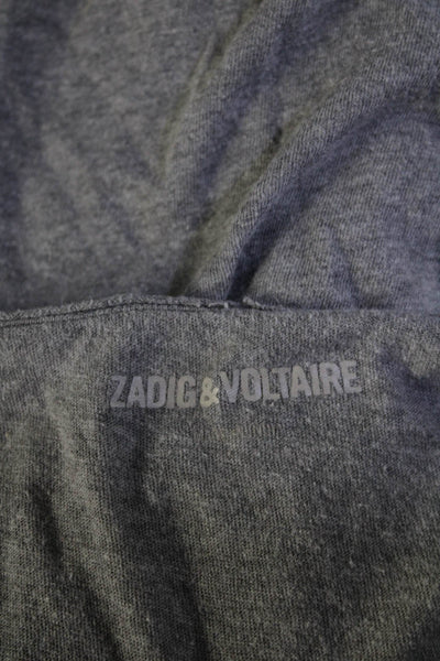 Zadig & Voltaire Womens Long Sleeves Pullover Shirt Gray Cotton Size Small