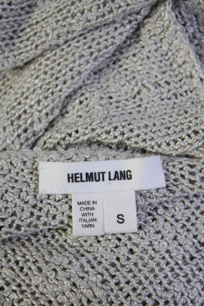 Helmut Lang Womens Linen Long Sleeves Knit V Neck Sweater Gray Size Small