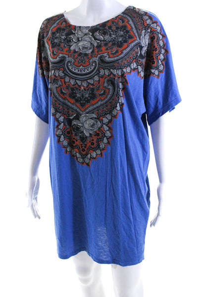 Stella McCartney Womens Floral Print Shirt Dress Blue Cotton Size EUR 42