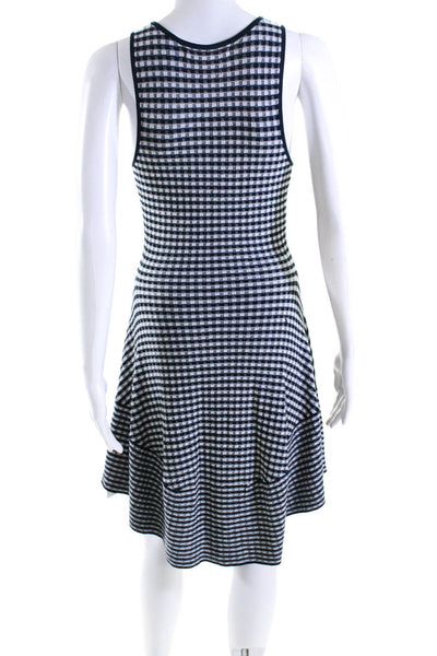 Jonathan Simkhai Womens Plaid Sleeveless A Line Dress Navy Blue White Size Small