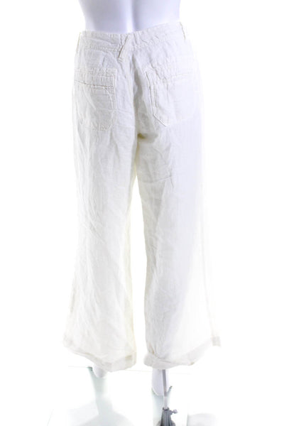 Joie Womens Linen High Rise Drawstring Waist Wide Leg Pants White Size 2