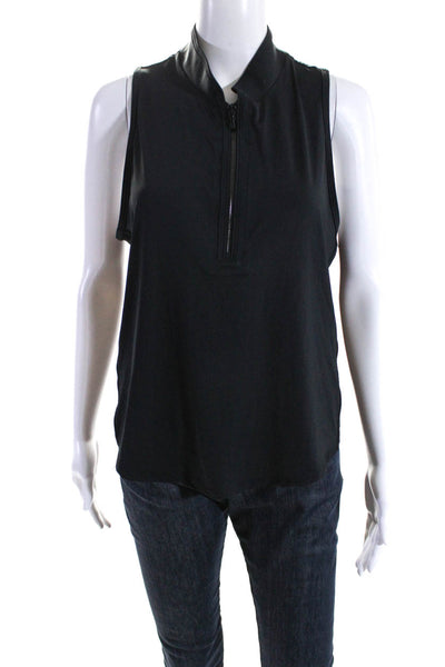 Greyson Womens Black Half Zip Mock Neck Sleeveless Vest Top Size XL