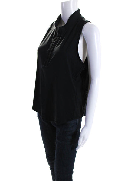 Greyson Womens Black Half Zip Mock Neck Sleeveless Vest Top Size XL