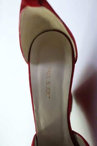 Paul & Joe Womens Ankle Strap Peep Toe Wedge Sandals Red Suede Size 40 10