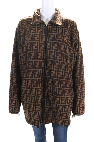 Fendi Womens Zucca Knit Reversible Windbreaker Jacket Black Brown Size IT 38