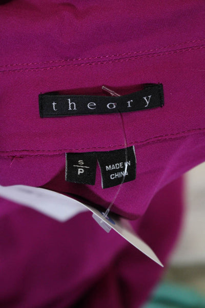 Theory Womens Hidden Placket Button Up Sleeveless Top Blouse Magenta Size Small