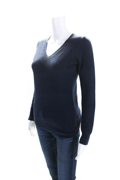 Karoo Mark Eisen Womens V Neck Pullover Sweater Navy Blue Cashmere Size 1