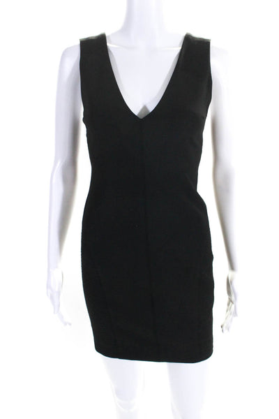 Elizabeth and James Womens V Neck Sleeveless Mini Sheath Dress Black Size 0