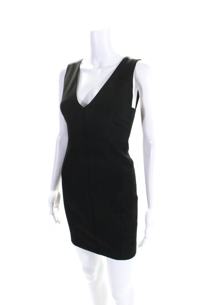 Elizabeth and James Womens V Neck Sleeveless Mini Sheath Dress Black Size 0