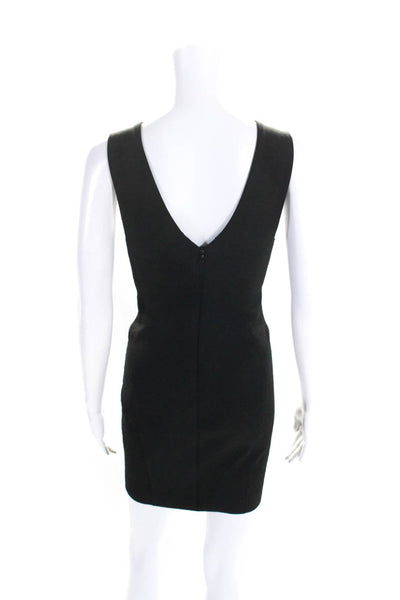 Elizabeth and James Womens V Neck Sleeveless Mini Sheath Dress Black Size 0