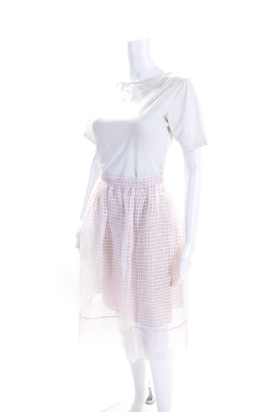 Elizabeth and James Womens Organza Grid Midi Circle Skirt Light Pink Size 2