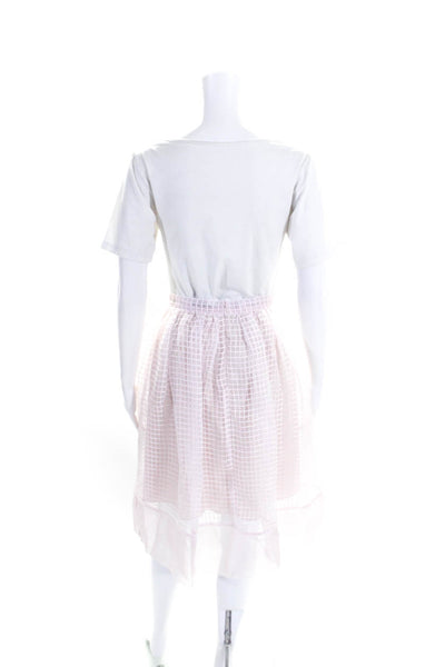 Elizabeth and James Womens Organza Grid Midi Circle Skirt Light Pink Size 2