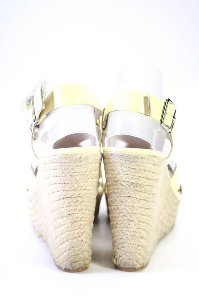 Vince Camuto Womens Strappy Wedge Espadrille Sandals Yellow Patent Size 39 9