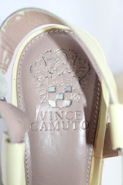 Vince Camuto Womens Strappy Wedge Espadrille Sandals Yellow Patent Size 39 9