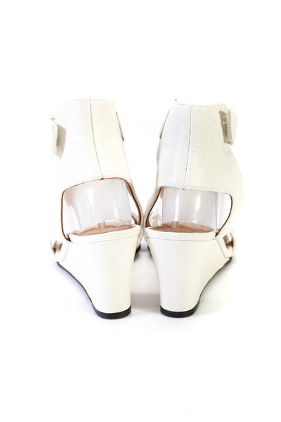 Chie Mihara Womens Woven Leather Ankle Strap Wedge Sandals White Size 39.5 9.5