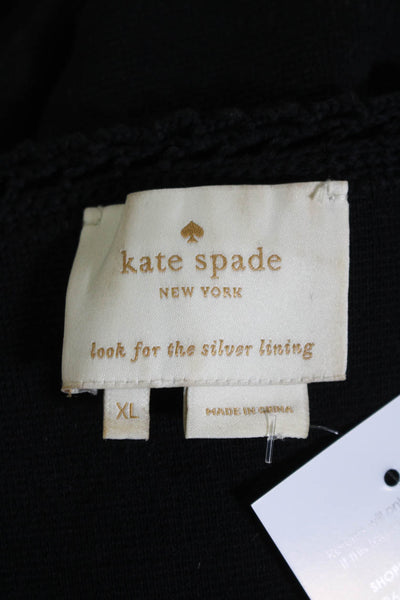 Kate Spade New York Womens Short Sleeve V Neck Knit Swing Dress Black Size XL