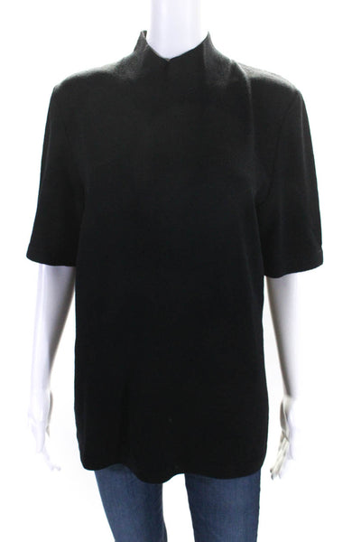 St. John Basics Womens Back Zip Mock Neck Santana Knit Top Black Size Medium