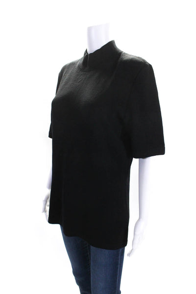 St. John Basics Womens Back Zip Mock Neck Santana Knit Top Black Size Medium